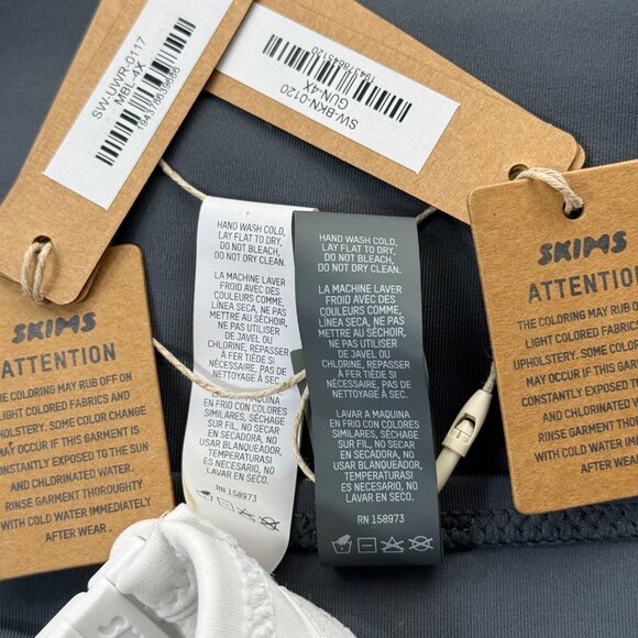 SKIMS Shaping Swim Underwire Top + Dipped Bikini Set Marble Gunmetal 4X - Picture 10 of 11